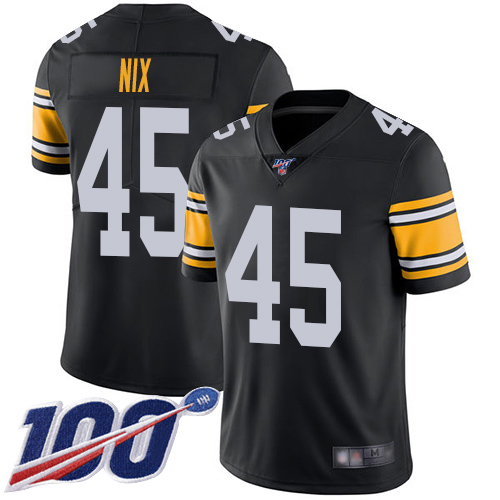 Men Pittsburgh Steelers Football #45 Limited Black Roosevelt Nix Alternate 100th Season Vapor Untouchable Nike NFL Jersey